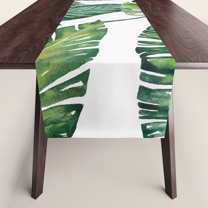 Jungle Leaves, Banana, Monstera #society6 Table Runner Gallery Image 1