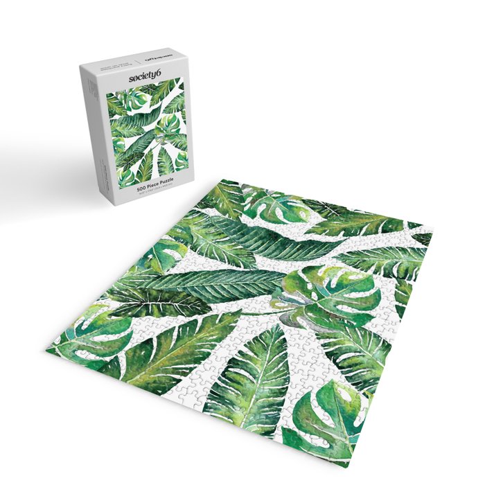 Jungle Leaves, Banana, Monstera #society6 Jigsaw Puzzle Gallery Image 2