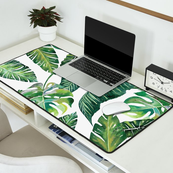 Jungle Leaves, Banana, Monstera #society6 Desk Mat Gallery Image 2