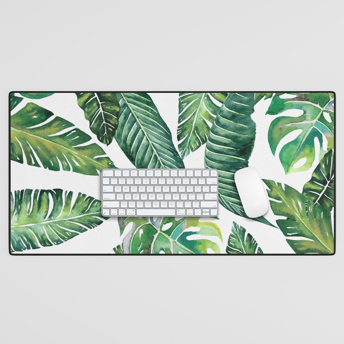 Jungle Leaves, Banana, Monstera #society6 Desk Mat Gallery Image 1