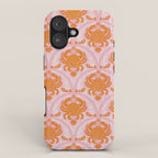 Orange Crab On Pink Pattern iPhone Case Gallery Image 1