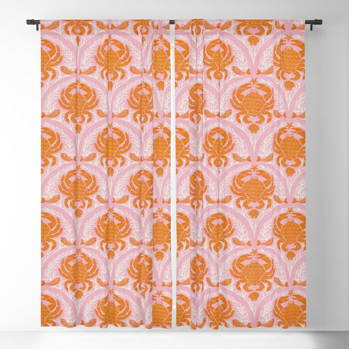 Orange Crab On Pink Pattern Window Curtain Gallery Image 5