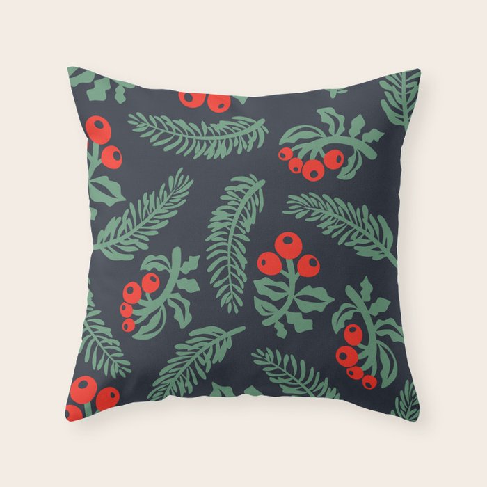 Christmas Greenery Throw Pillow Gallery Image 6