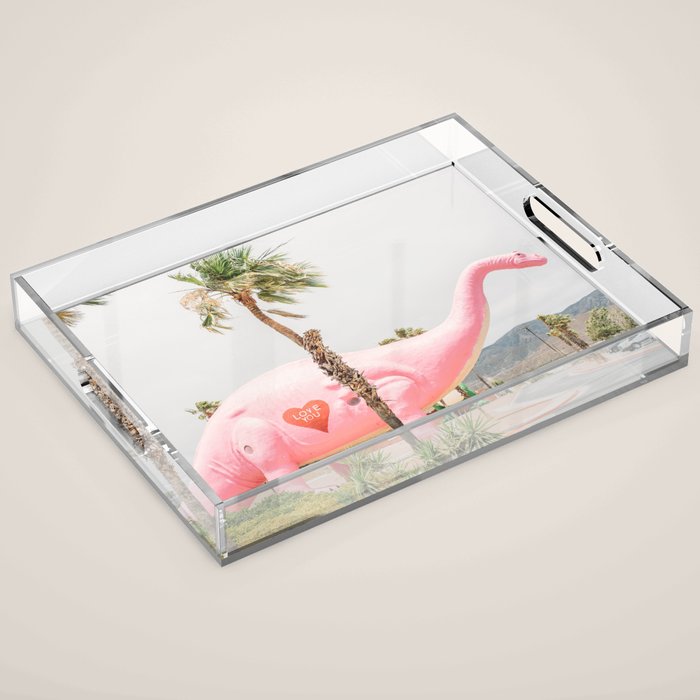 Pink Dinosaur | Cabazon Dinosaurs in Palm Springs California | Brontosaurus Love You Acrylic Tray Gallery Image 1