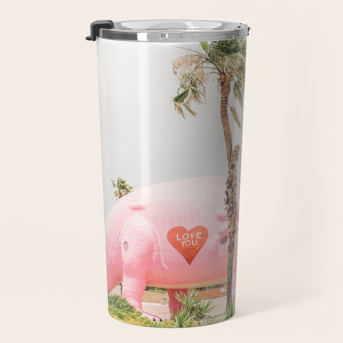 Pink Dinosaur | Cabazon Dinosaurs in Palm Springs California | Brontosaurus Love You Travel Mug Gallery Image 3