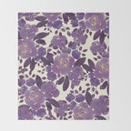 Elegant ivory gold lavender purple watercolor floral  Throw Blanket Gallery Image 2