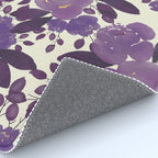 Elegant ivory gold lavender purple watercolor floral  Rug Gallery Image 4