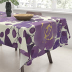 Elegant ivory gold lavender purple watercolor floral  Tablecloth Gallery Image 3