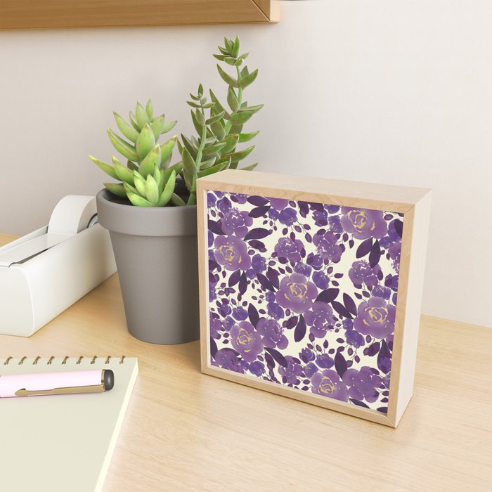 Elegant ivory gold lavender purple watercolor floral  Mini Art Print Gallery Image 2