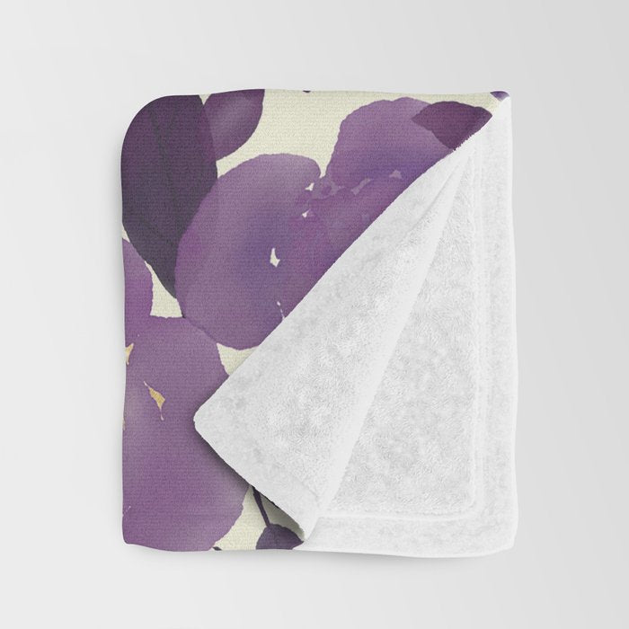 Elegant ivory gold lavender purple watercolor floral  Throw Blanket Gallery Image 3