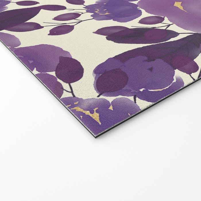 Elegant ivory gold lavender purple watercolor floral  Welcome Mat Gallery Image 2