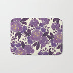 Elegant ivory gold lavender purple watercolor floral  Bath Mat Gallery Image 1