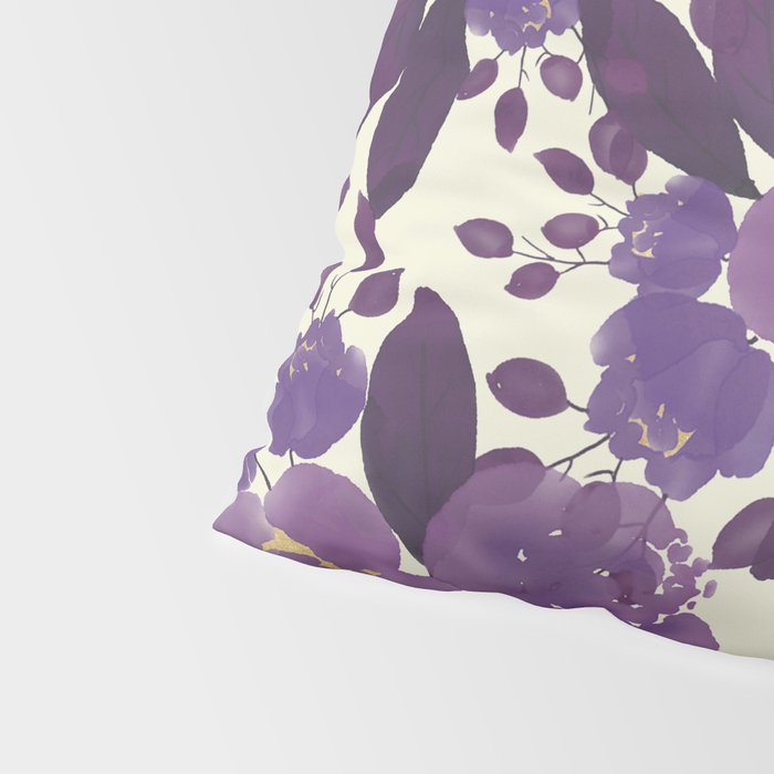 Elegant ivory gold lavender purple watercolor floral  Pillow Sham Gallery Image 4