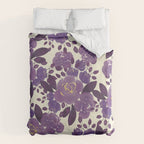 Elegant ivory gold lavender purple watercolor floral  Duvet Cover Gallery Image 6