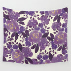 Elegant ivory gold lavender purple watercolor floral  Wall Tapestry Gallery Image 4
