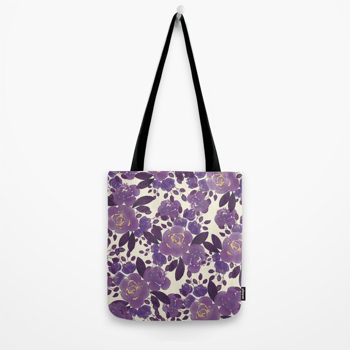 Elegant ivory gold lavender purple watercolor floral  Tote Bag Gallery Image 2