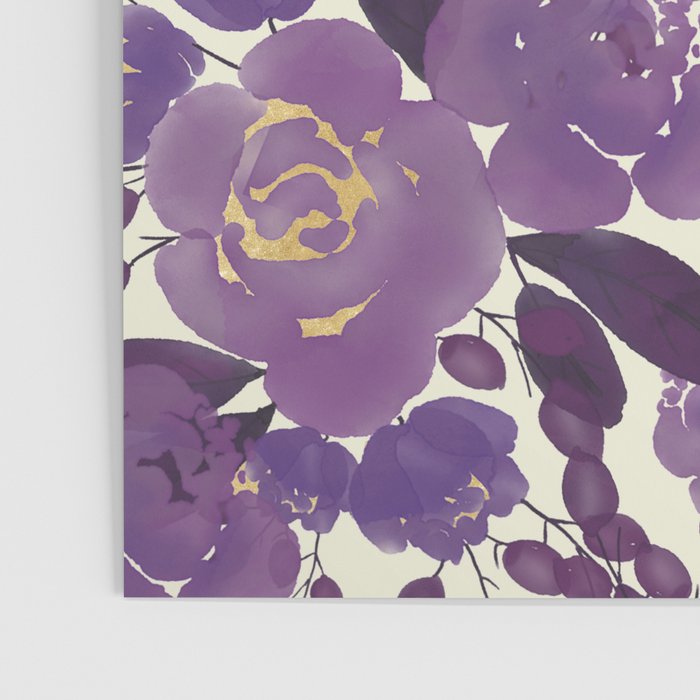 Elegant ivory gold lavender purple watercolor floral  Poster Gallery Image 3