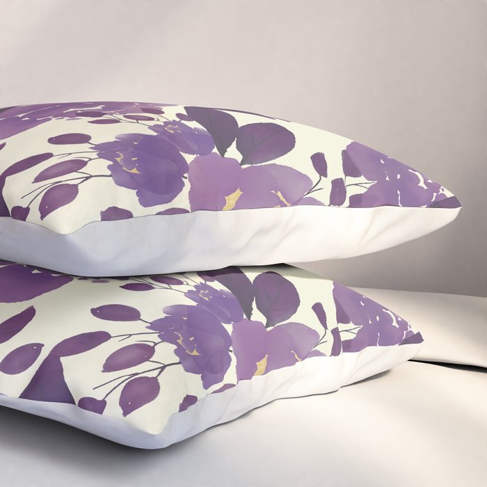 Elegant ivory gold lavender purple watercolor floral  Pillow Sham Gallery Image 3