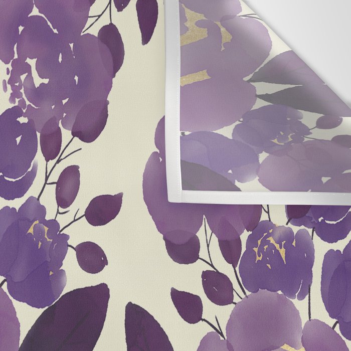 Elegant ivory gold lavender purple watercolor floral  Wall Tapestry Gallery Image 3