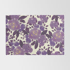 Elegant ivory gold lavender purple watercolor floral  Rug Gallery Image 2