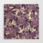 Elegant ivory gold lavender purple watercolor floral  Wood Wall Art Gallery Image 1