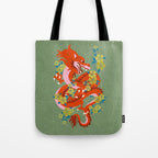 Dragon Dance Among the Blossoms Tote Bag Gallery Image 1
