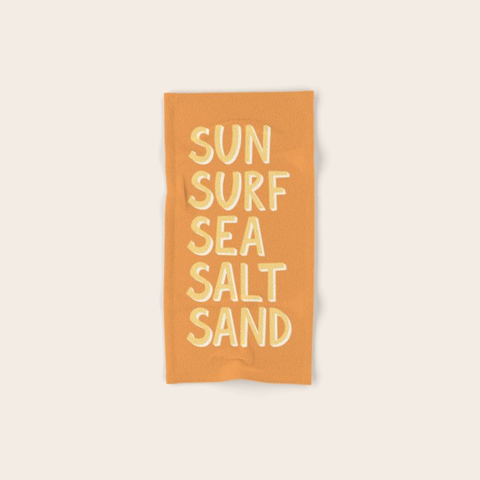 Sun Surf Sea Salt Sand Hand Lettering Bath Towel Gallery Image 1