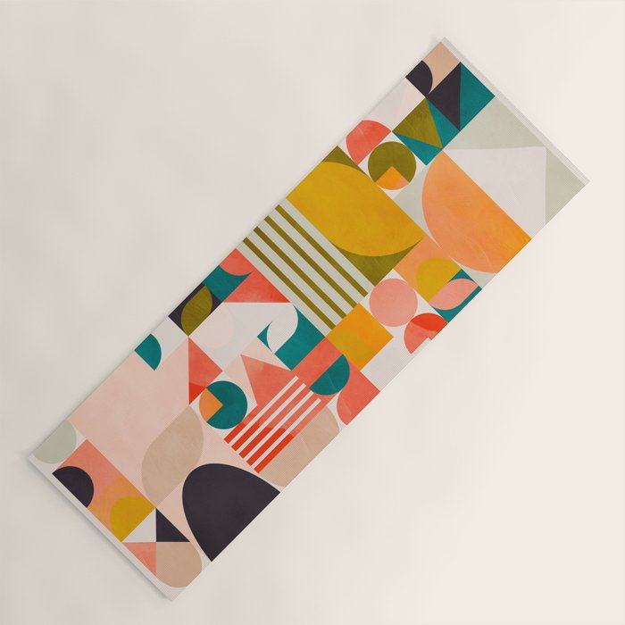mid century geometry abstract shapes bauhaus 2 Yoga Mat Gallery Image 1
