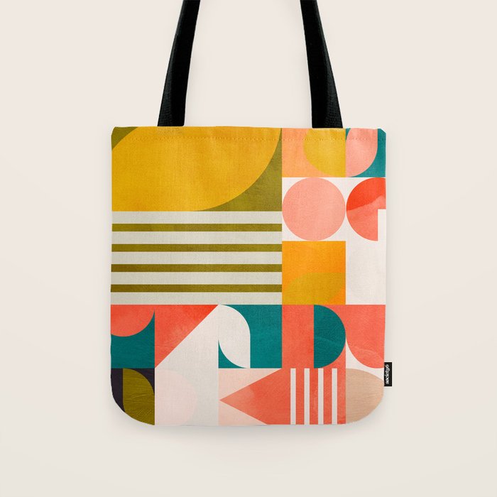 mid century geometry abstract shapes bauhaus 2 Tote Bag Gallery Image 1