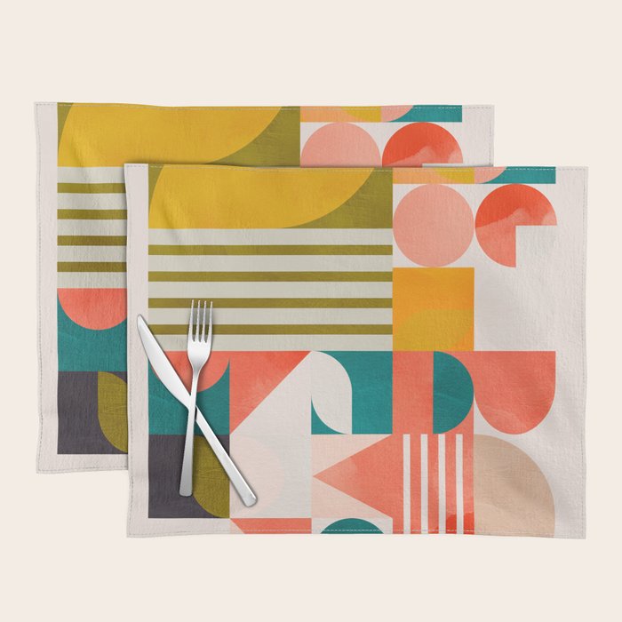 mid century geometry abstract shapes bauhaus 2 Placemat Gallery Image 1