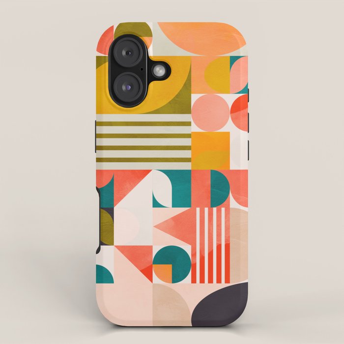 mid century geometry abstract shapes bauhaus 2 iPhone Case Gallery Image 1