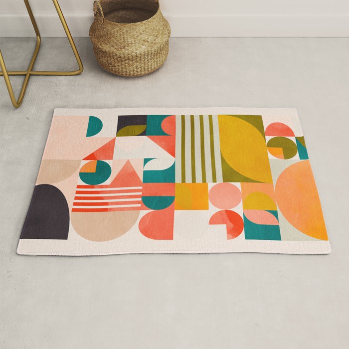 mid century geometry abstract shapes bauhaus 2 Rug Gallery Image 1