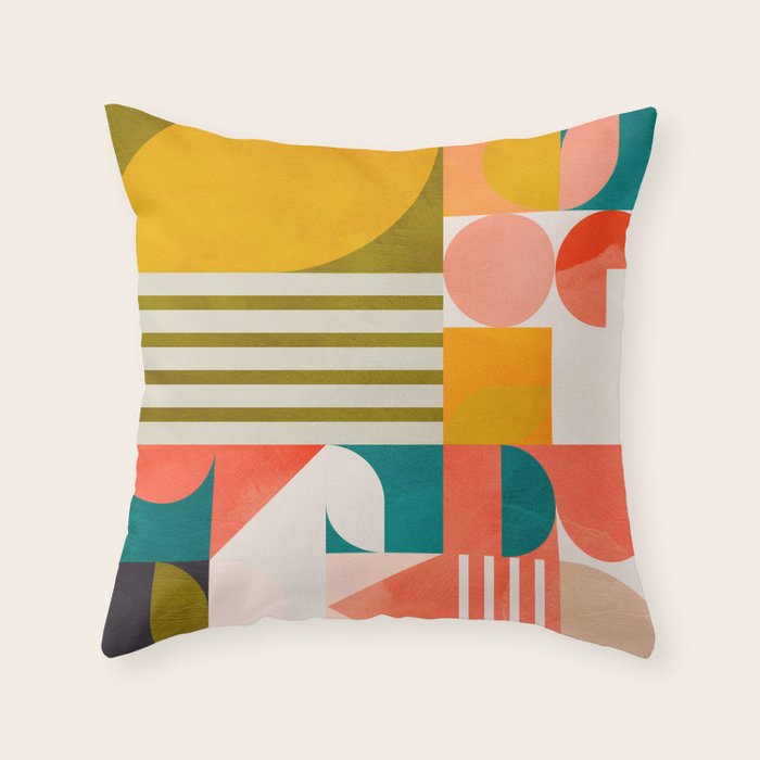 mid century geometry abstract shapes bauhaus 2 Throw Pillow Gallery Image 6
