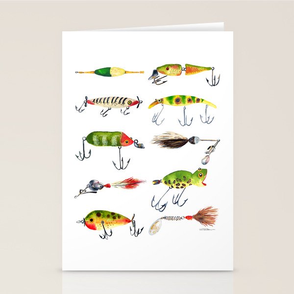Vintage Fishing Lures Stationery Card Gallery Image 2