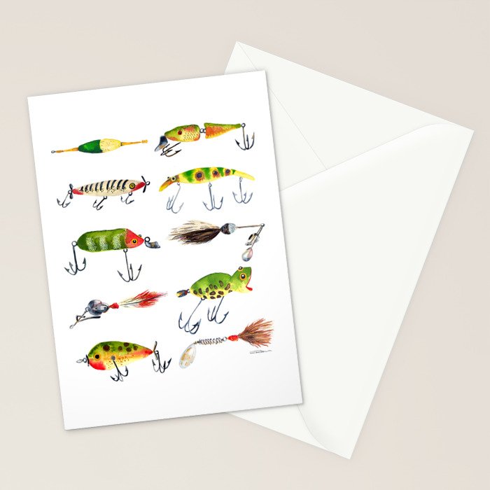 Vintage Fishing Lures Stationery Card Gallery Image 2