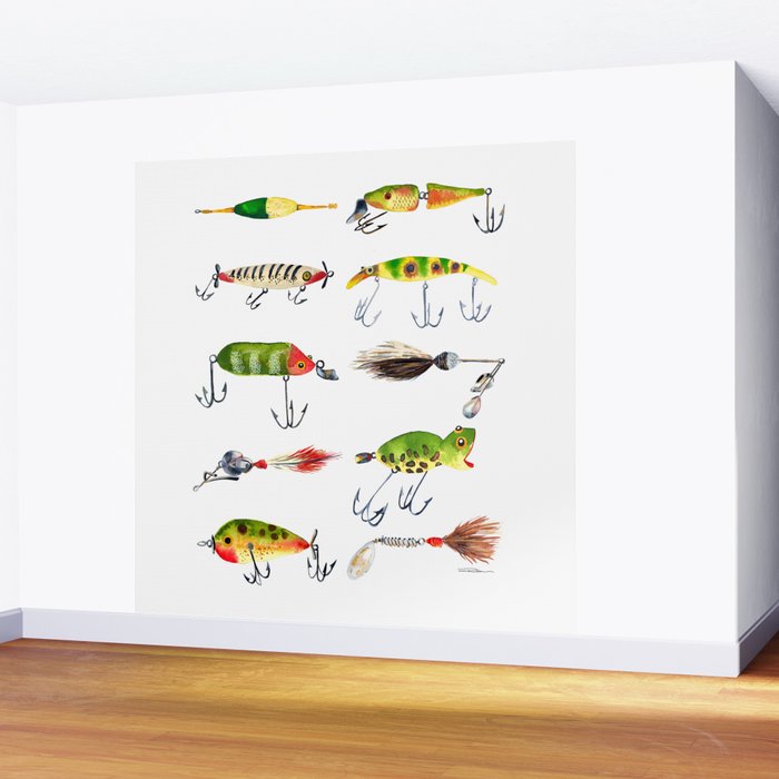 Vintage Fishing Lures Wall Mural Gallery Image 2