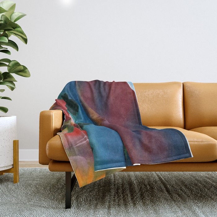 Lake George, New York in full bloom Autumn Colors - Red Maple Foliage landscape by Georgia O'Keeffe Throw Blanket Gallery Image 1