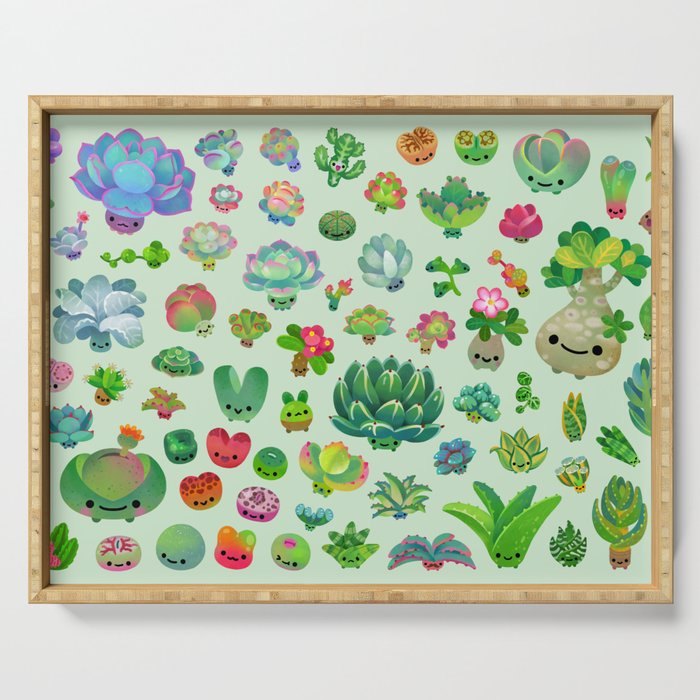 Baby succulents - mix (green) Serving Tray Gallery Image 1