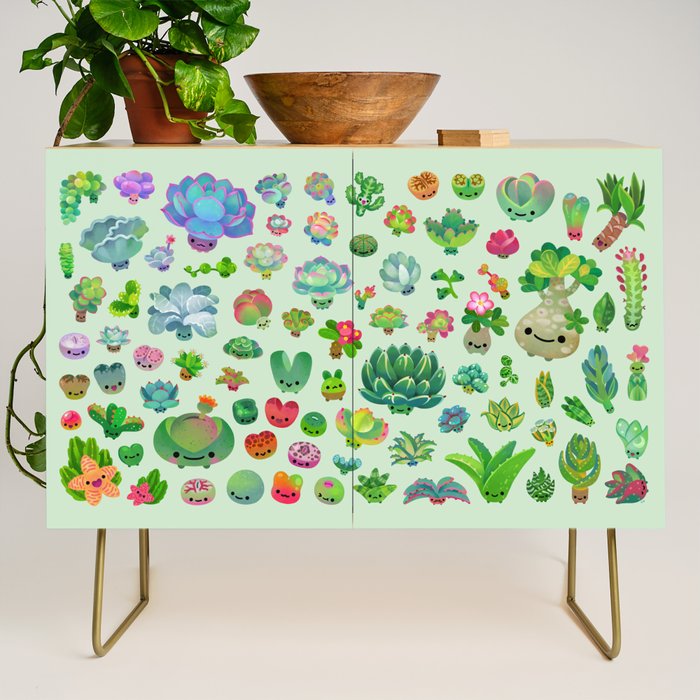 Baby succulents - mix (green) Credenza Gallery Image 1