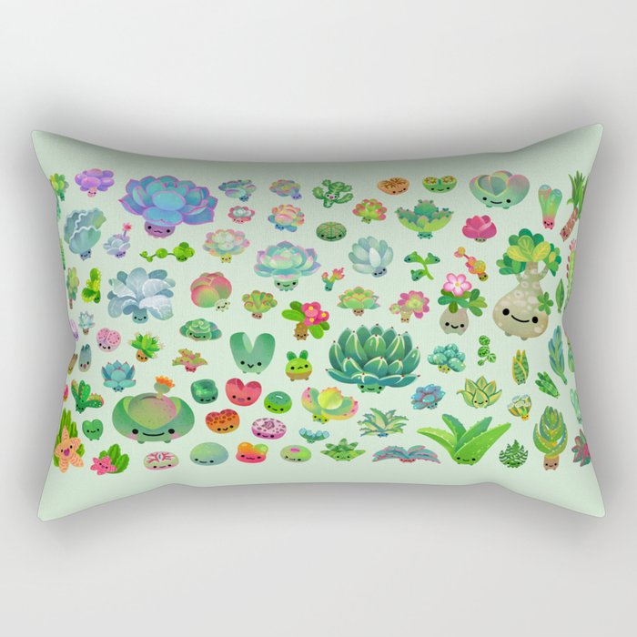 Baby succulents - mix (green) Rectangular Pillow Gallery Image 1