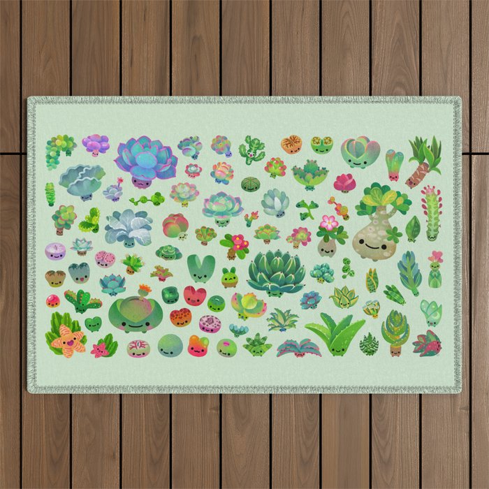 Baby succulents - mix (green) Outdoor Rug Gallery Image 1