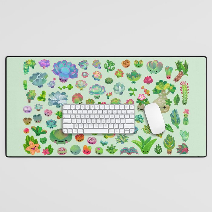 Baby succulents - mix (green) Desk Mat Gallery Image 1
