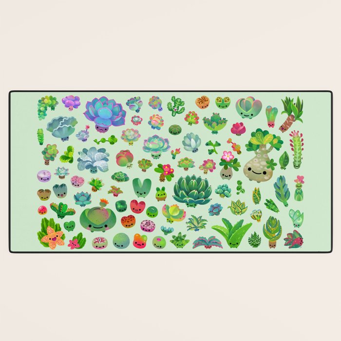 Baby succulents - mix (green) Desk Mat Gallery Image 3