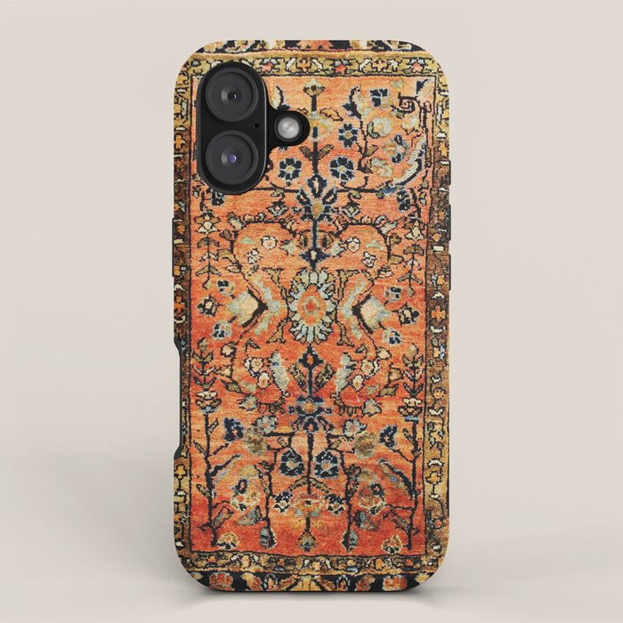 Tabriz Rug Print With Burnt Orange Field iPhone Case Gallery Image 1