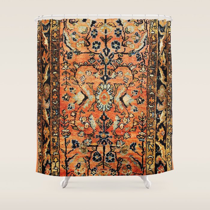 Tabriz Rug Print With Burnt Orange Field Shower Curtain Gallery Image 1