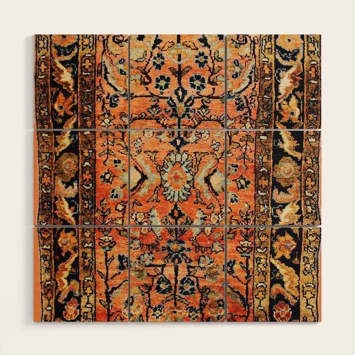 Tabriz Rug Print With Burnt Orange Field Wood Wall Art Gallery Image 1
