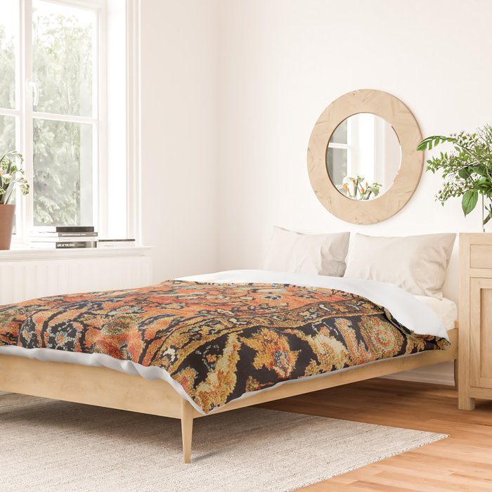 Tabriz Rug Print With Burnt Orange Field Duvet Cover Gallery Image 2