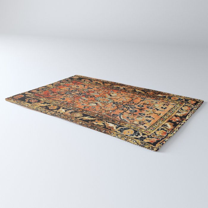 Tabriz Rug Print With Burnt Orange Field Rug Gallery Image 3