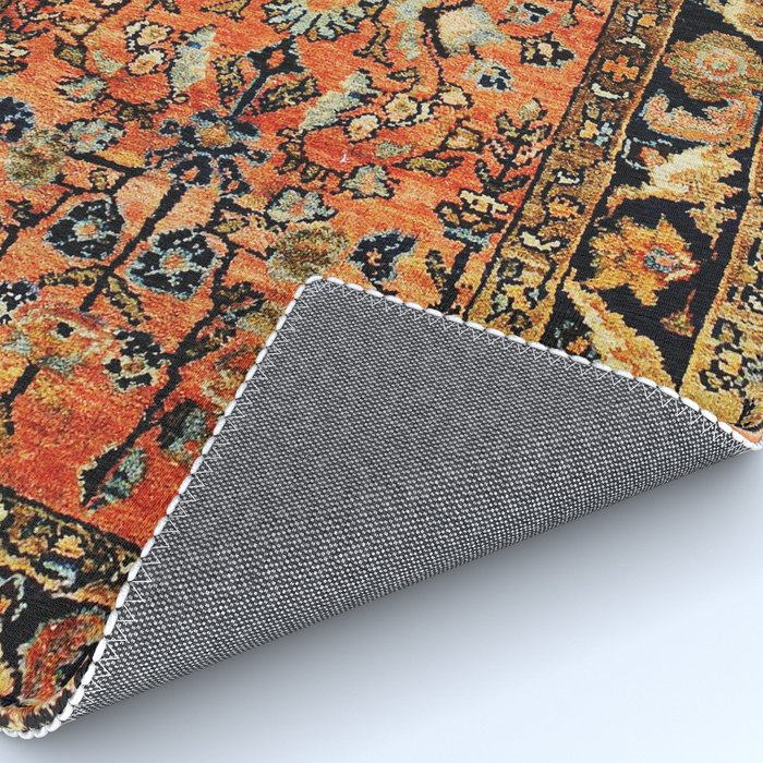 Tabriz Rug Print With Burnt Orange Field Rug Gallery Image 4