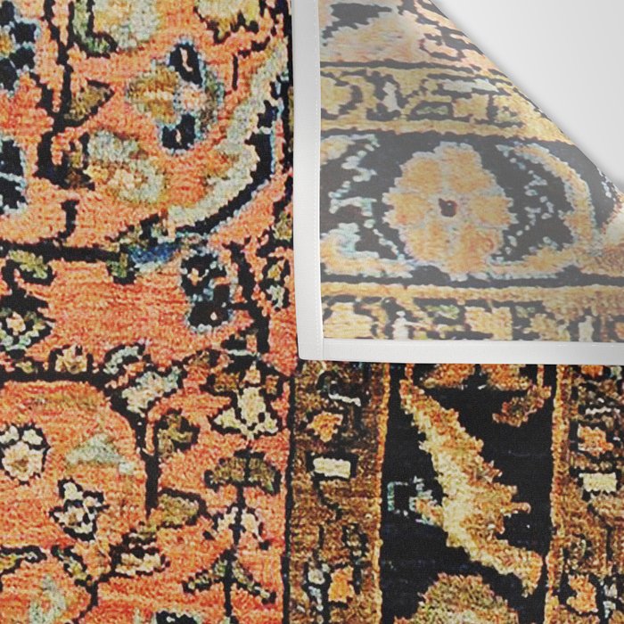 Tabriz Rug Print With Burnt Orange Field Wall Tapestry Gallery Image 3